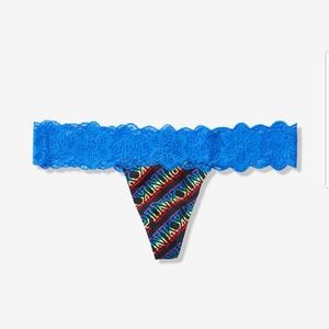 NWT Victoria's Secret PINK Lace Thong RAINBOW XS